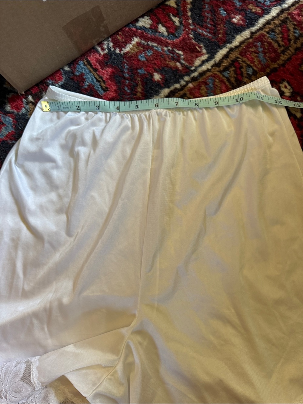 Vintage White Half Slip Shorts Lace Trim Nylon Pettipants Size Small - Picture 8 of 10